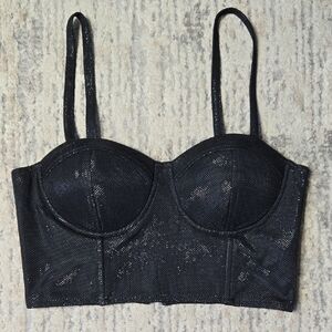 Womans Size Medium Charlotte Russe Black Glitter Bustier, Going Out, Festival